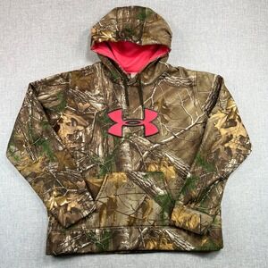 Under Armour Realtree Xtra Camo Hoodie Sweatshirt Women XXL Semi Fitted Pink